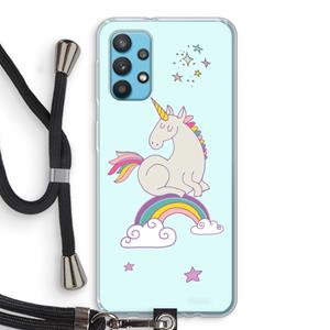 CaseCompany Regenboog eenhoorn: Samsung Galaxy A32 4G Transparant Hoesje met koord