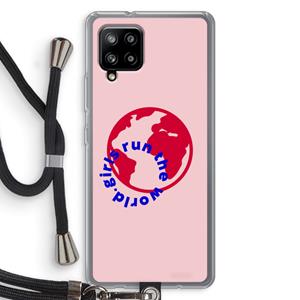 CaseCompany Run The World: Samsung Galaxy A42 5G Transparant Hoesje met koord