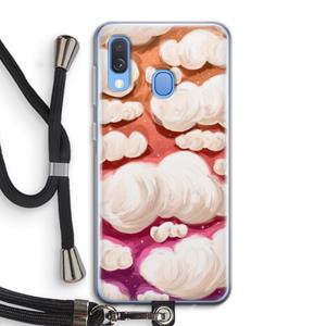 CaseCompany Katoen Wolken: Samsung Galaxy A40 Transparant Hoesje met koord