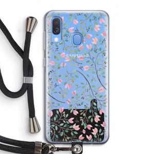 CaseCompany Sierlijke bloemen: Samsung Galaxy A40 Transparant Hoesje met koord