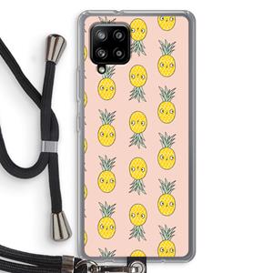 CaseCompany Ananas: Samsung Galaxy A42 5G Transparant Hoesje met koord