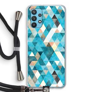 CaseCompany Gekleurde driehoekjes blauw: Samsung Galaxy A32 4G Transparant Hoesje met koord