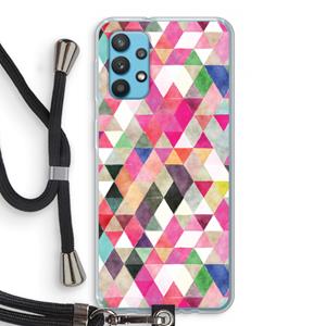 CaseCompany Gekleurde driehoekjes: Samsung Galaxy A32 4G Transparant Hoesje met koord