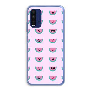 CaseCompany Smiley watermeloenprint: Xiaomi Redmi 9T Transparant Hoesje