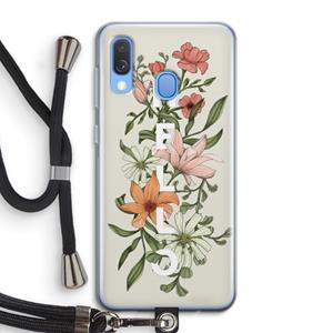CaseCompany Hello bloemen: Samsung Galaxy A40 Transparant Hoesje met koord