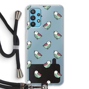 CaseCompany Vogeltjes: Samsung Galaxy A32 4G Transparant Hoesje met koord