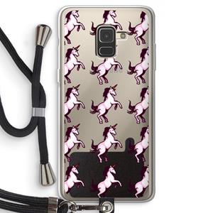 CaseCompany Musketon Unicorn: Samsung Galaxy A8 (2018) Transparant Hoesje met koord