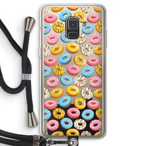CaseCompany Pink donuts: Samsung Galaxy A8 (2018) Transparant Hoesje met koord