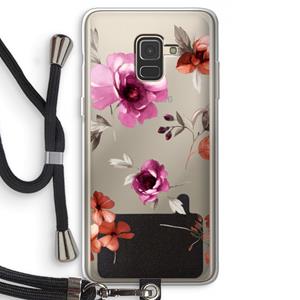 CaseCompany Geschilderde bloemen: Samsung Galaxy A8 (2018) Transparant Hoesje met koord