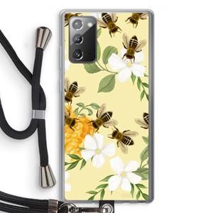 CaseCompany No flowers without bees: Samsung Galaxy Note 20 / Note 20 5G Transparant Hoesje met koord