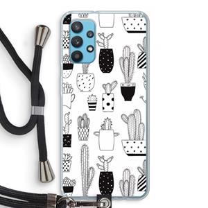 CaseCompany Cactusmotief: Samsung Galaxy A32 4G Transparant Hoesje met koord