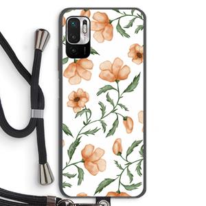 CaseCompany Peachy flowers: Xiaomi Redmi Note 10 5G Transparant Hoesje met koord