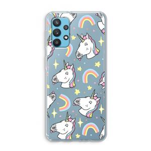 CaseCompany Rainbow Unicorn: Samsung Galaxy A32 4G Transparant Hoesje