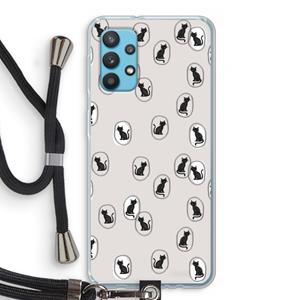 CaseCompany Miauw: Samsung Galaxy A32 4G Transparant Hoesje met koord