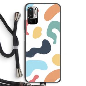 CaseCompany Memphis Shapes Blue: Xiaomi Redmi Note 10 5G Transparant Hoesje met koord