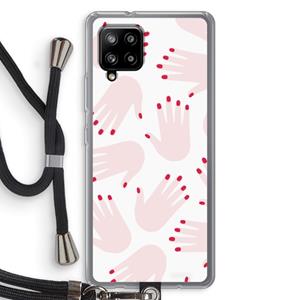 CaseCompany Hands pink: Samsung Galaxy A42 5G Transparant Hoesje met koord