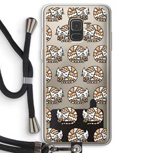 CaseCompany Slapende poes: Samsung Galaxy A8 (2018) Transparant Hoesje met koord