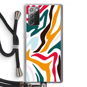 CaseCompany Colored Zebra: Samsung Galaxy Note 20 / Note 20 5G Transparant Hoesje met koord