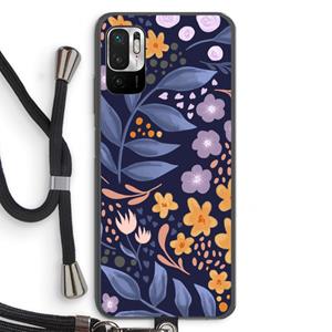 CaseCompany Flowers with blue leaves: Xiaomi Redmi Note 10 5G Transparant Hoesje met koord