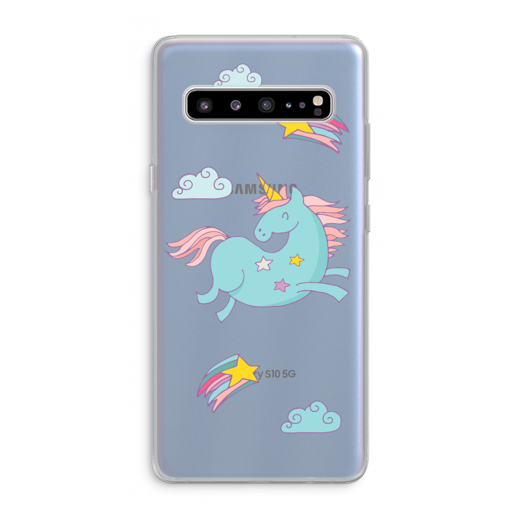 CaseCompany Vliegende eenhoorn: Samsung Galaxy S10 5G Transparant Hoesje