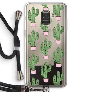 CaseCompany Cactus Lover: Samsung Galaxy A8 (2018) Transparant Hoesje met koord