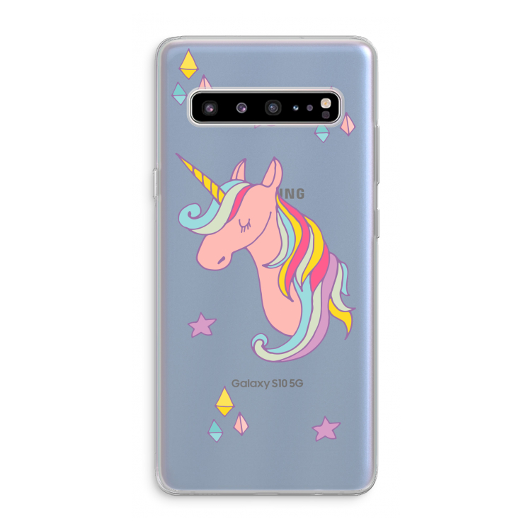 CaseCompany Roze eenhoorn: Samsung Galaxy S10 5G Transparant Hoesje