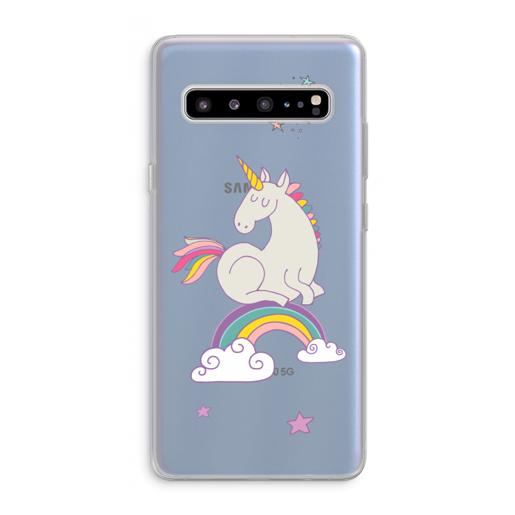 CaseCompany Regenboog eenhoorn: Samsung Galaxy S10 5G Transparant Hoesje