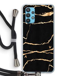 CaseCompany Gouden marmer: Samsung Galaxy A32 4G Transparant Hoesje met koord