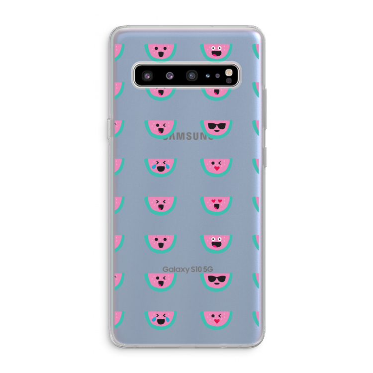 CaseCompany Smiley watermeloenprint: Samsung Galaxy S10 5G Transparant Hoesje