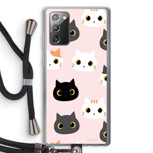 CaseCompany Katten: Samsung Galaxy Note 20 / Note 20 5G Transparant Hoesje met koord