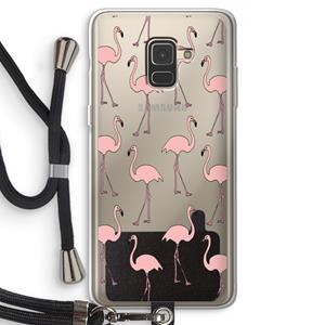 CaseCompany Anything Flamingoes: Samsung Galaxy A8 (2018) Transparant Hoesje met koord