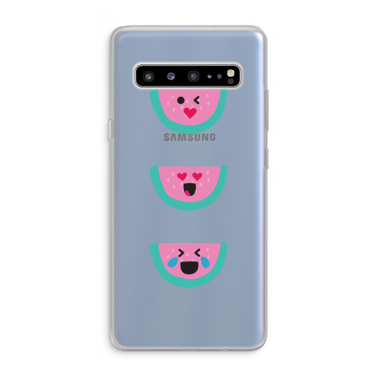 CaseCompany Smiley watermeloen: Samsung Galaxy S10 5G Transparant Hoesje