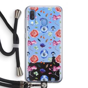 CaseCompany Bloemetjes: Samsung Galaxy A40 Transparant Hoesje met koord