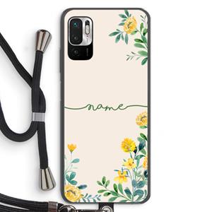 CaseCompany Gele bloemen: Xiaomi Redmi Note 10 5G Transparant Hoesje met koord