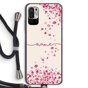 CaseCompany Hartjes en kusjes: Xiaomi Redmi Note 10 5G Transparant Hoesje met koord