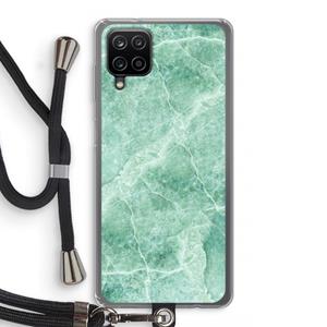 CaseCompany Groen marmer: Samsung Galaxy A12 Transparant Hoesje met koord