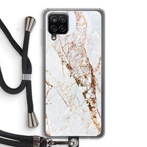 CaseCompany Goud marmer: Samsung Galaxy A12 Transparant Hoesje met koord
