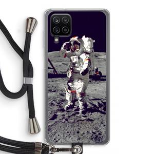 CaseCompany Spaceman: Samsung Galaxy A12 Transparant Hoesje met koord