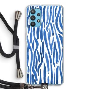 CaseCompany Blauwe nerven: Samsung Galaxy A32 4G Transparant Hoesje met koord