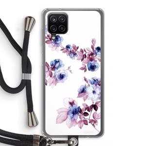 CaseCompany Waterverf bloemen: Samsung Galaxy A12 Transparant Hoesje met koord