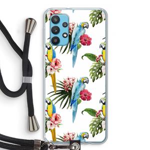 CaseCompany Kleurrijke papegaaien: Samsung Galaxy A32 4G Transparant Hoesje met koord