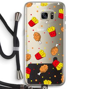CaseCompany Chicken 'n Fries: Samsung Galaxy S7 Edge Transparant Hoesje met koord