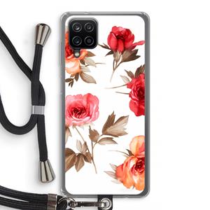 CaseCompany Roosjes: Samsung Galaxy A12 Transparant Hoesje met koord