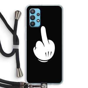 CaseCompany Middle finger black: Samsung Galaxy A32 4G Transparant Hoesje met koord