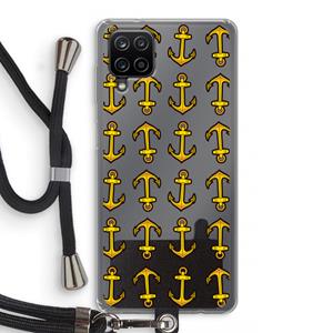 CaseCompany Musketon Anchor: Samsung Galaxy A12 Transparant Hoesje met koord