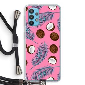CaseCompany Kokosnoot roze: Samsung Galaxy A32 4G Transparant Hoesje met koord