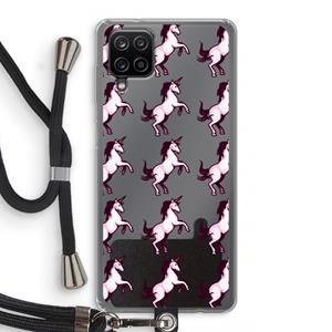 CaseCompany Musketon Unicorn: Samsung Galaxy A12 Transparant Hoesje met koord