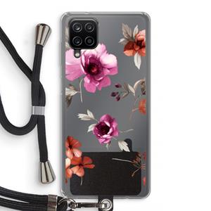 CaseCompany Geschilderde bloemen: Samsung Galaxy A12 Transparant Hoesje met koord