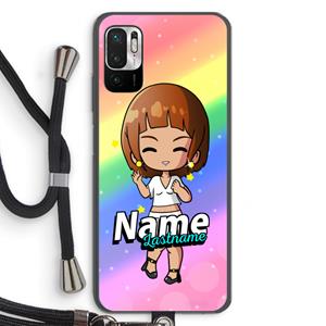 CaseCompany Chibi Maker vrouw: Xiaomi Redmi Note 10 5G Transparant Hoesje met koord