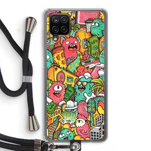 CaseCompany Vexx City: Samsung Galaxy A12 Transparant Hoesje met koord